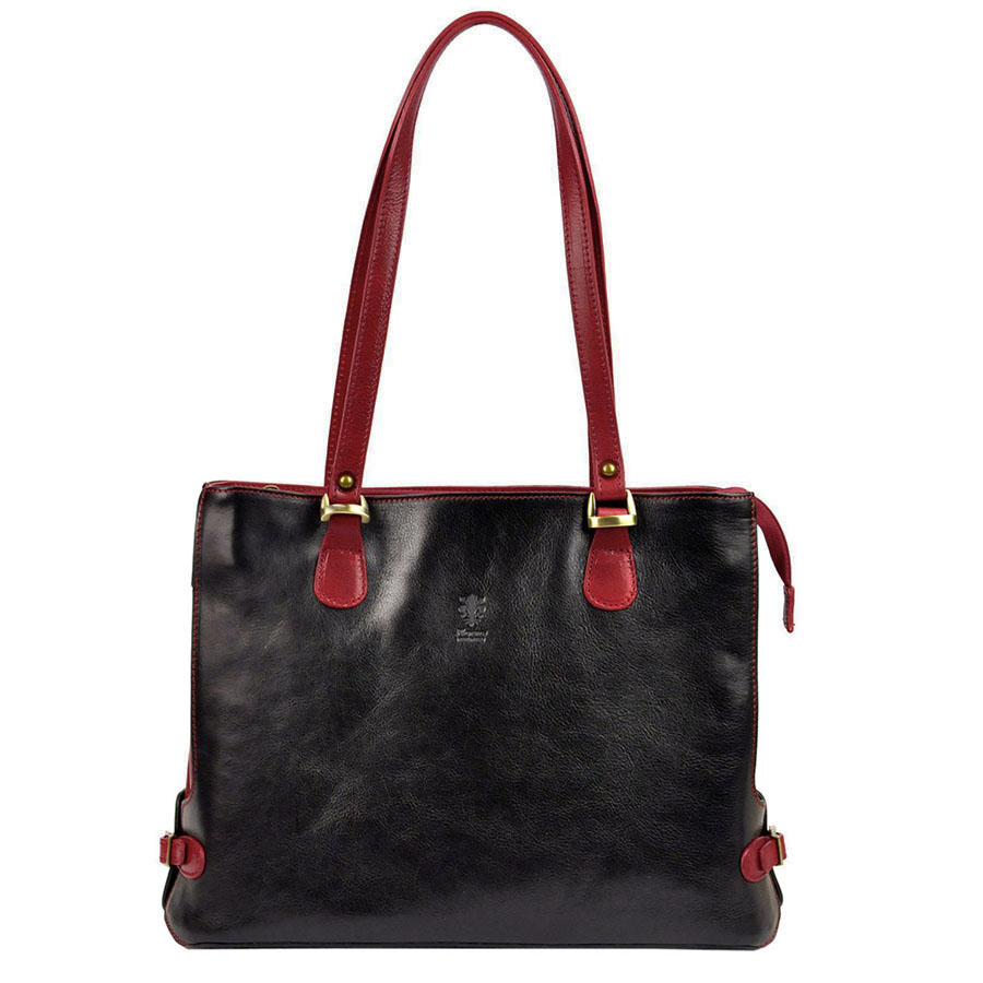 Čierno-červená kožená kabelka cez plece Florence 14