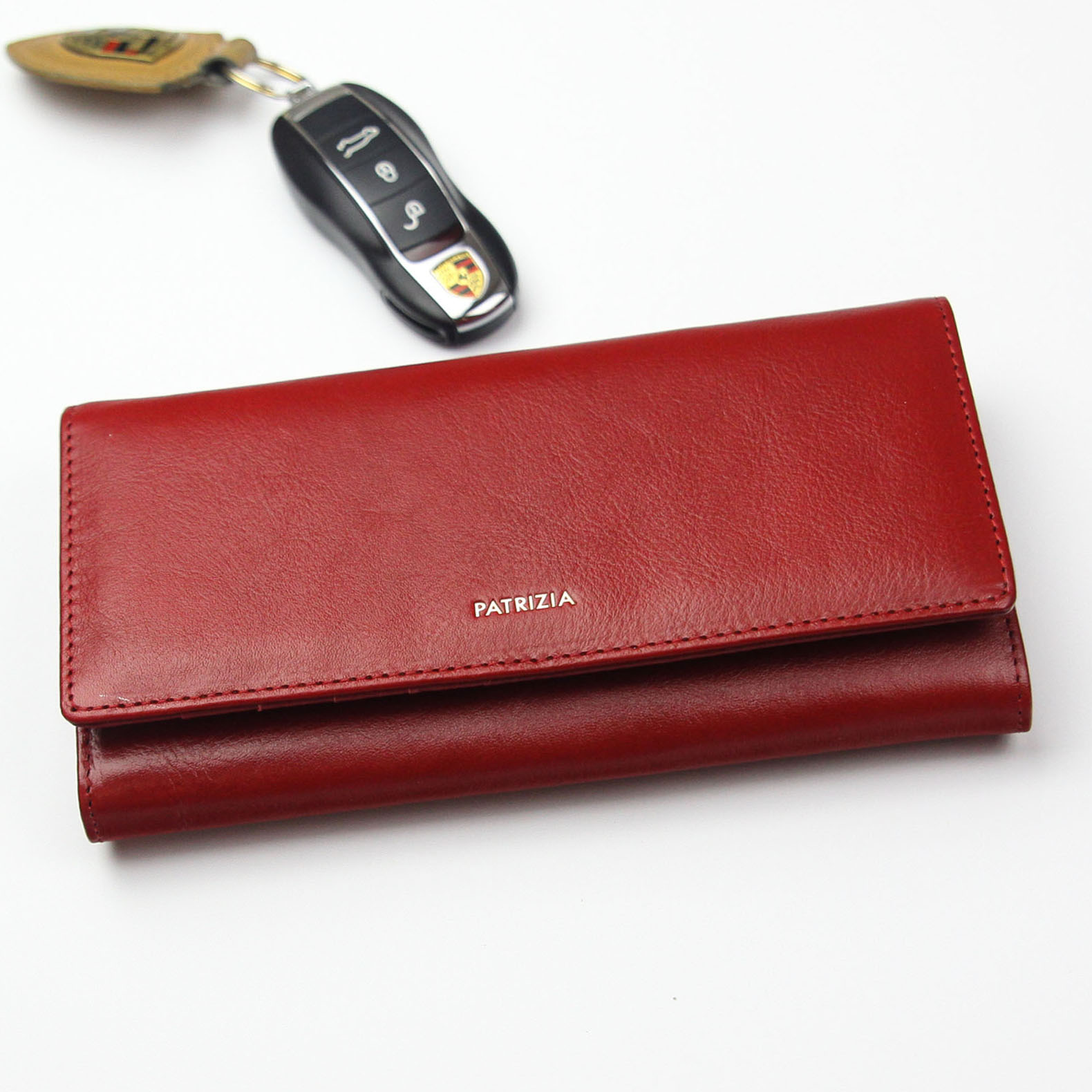 Červená kožená peňaženka Patrizia s mincovníkom na zips