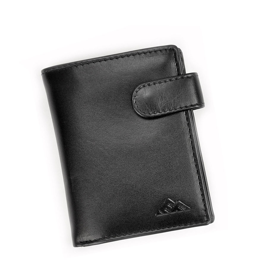 Malá čierna pánska kožená peňaženka so zapínaním El Forrest