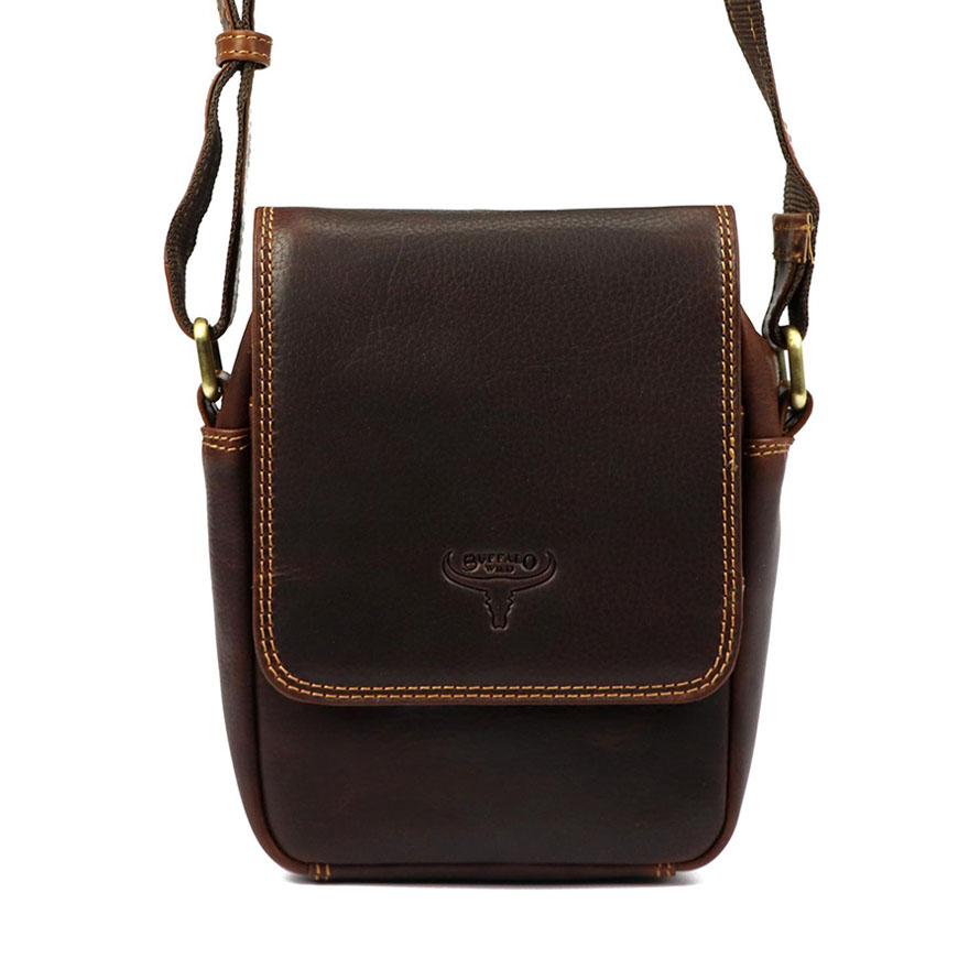 Detail produktu Tmavohnedá pánska kožená taška Buffalo Wild L819