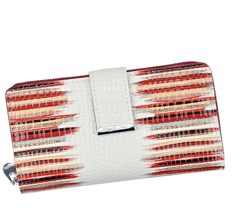 Detail produktu Vzorovaná červená kožená peňaženka na karty Jennifer Jones 5280