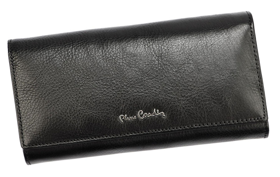 Čierna dámska kožená peňaženka s mincovníkom na sponu Pierre Cardin