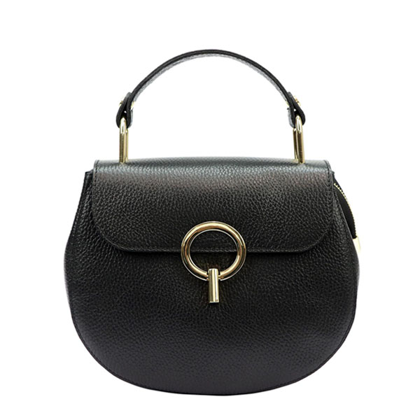 Detail produktu Elegantná menšia čierna kožená kabelka do ruky
